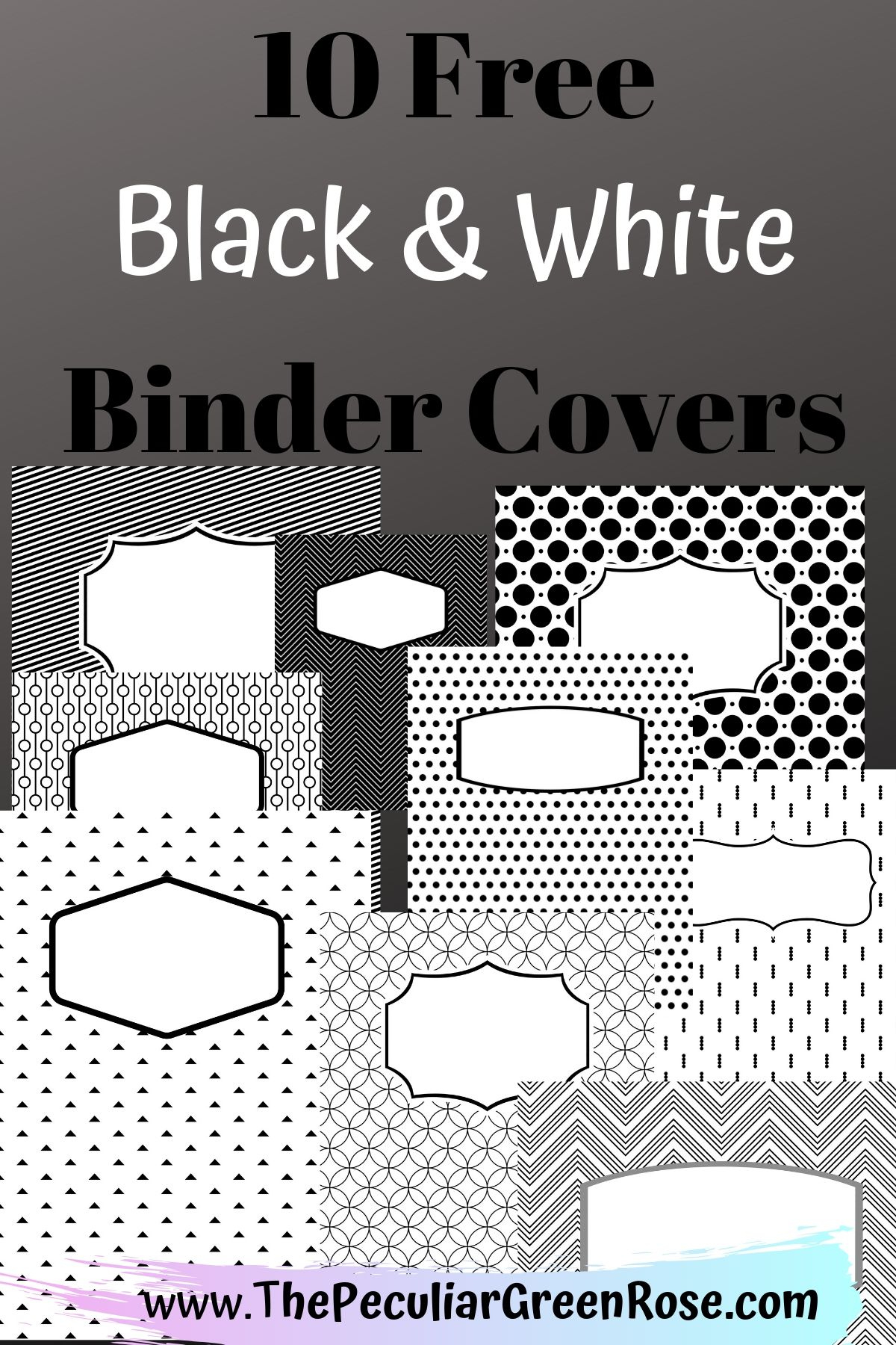 10 Free Variety Black & White Binder Covers - The Peculiar Green Rose regarding Pdf Free Printable Binder Covers