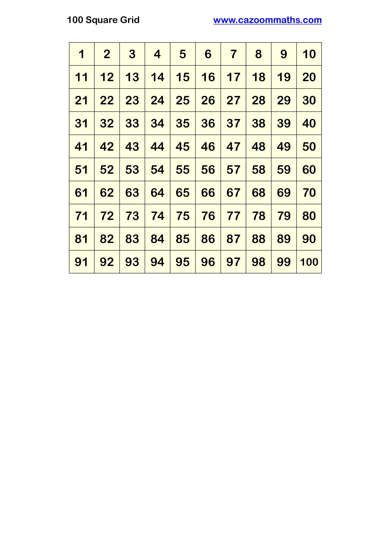 100 Square Grid | Free Teaching Resources with Free Printable 100 Square Grid
