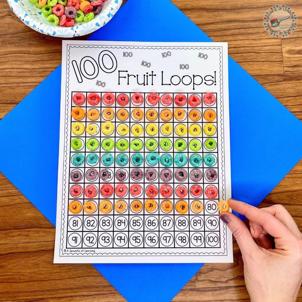 100Th Day Of School Crafts For Kindergarten - A Spoonful Of Learning with regard to 100th Day Fruit Loop Necklace Free Printable