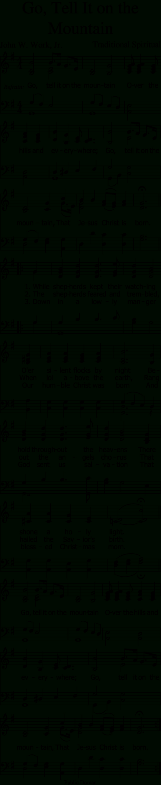 1048: Go Tell It On The Mountain | Mobile Hymns within Go Tell It On The Mountain Printable Lyrics