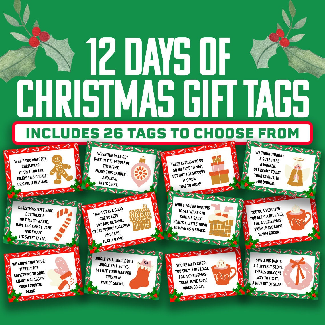 12 Days Of Christmas Gift Tags || Printable 12 Days Of Christmas intended for 12 Days Of Christmas Printable Tags