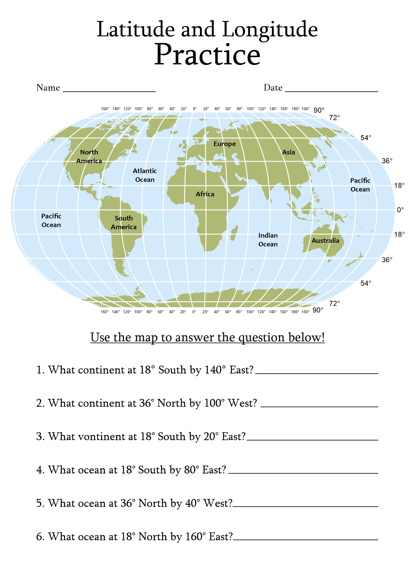 15 Latitude And Longitude Map Worksheet - Free Pdf At Worksheeto intended for Free Printable Latitude And Longitude Worksheets