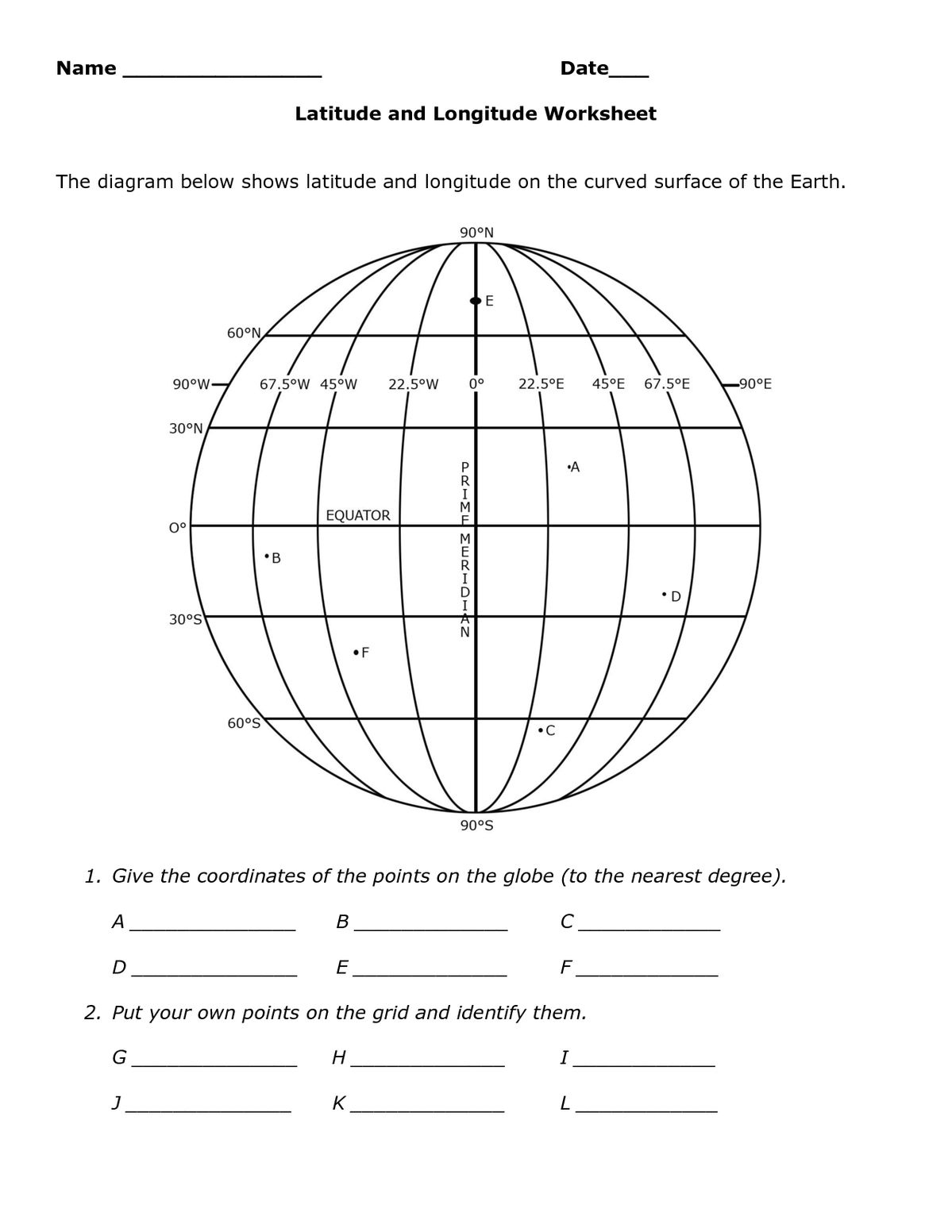 15 Latitude And Longitude Map Worksheet in Free Printable Latitude And Longitude Worksheets