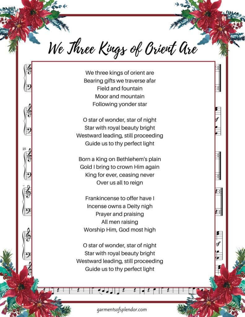 17 Beautiful Christmas Hymns To Uplift Your Soul (With Free regarding We Three Kings Lyrics Printable