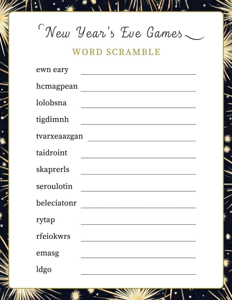 18 Free Printable Adults New Year'S Eve Party Games & Activities intended for Printable Games For Adults Free