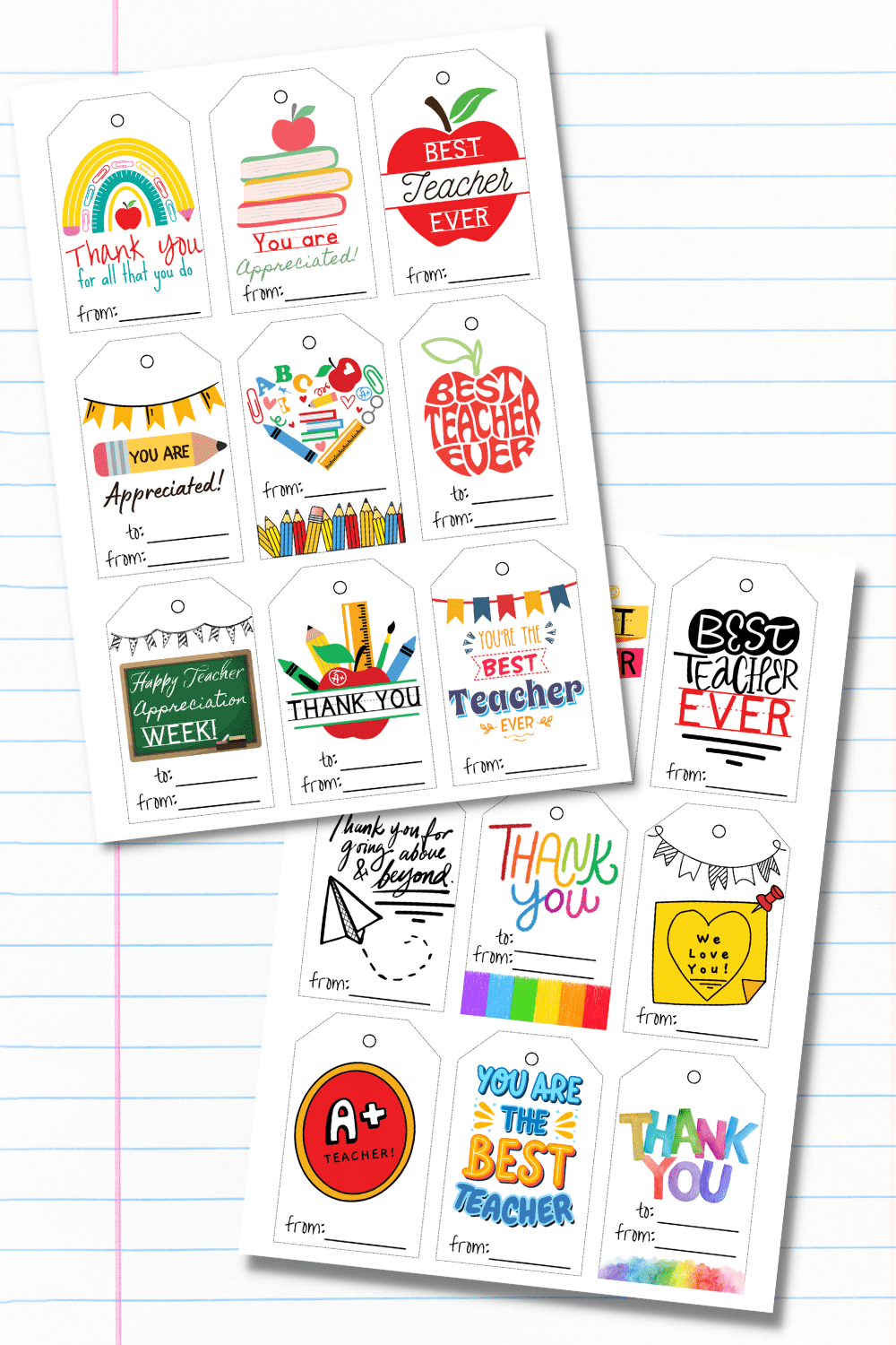 20 Free Printable Teacher Appreciation Tags - Prudent Penny Pincher for Free Printable Teacher Gift Tags