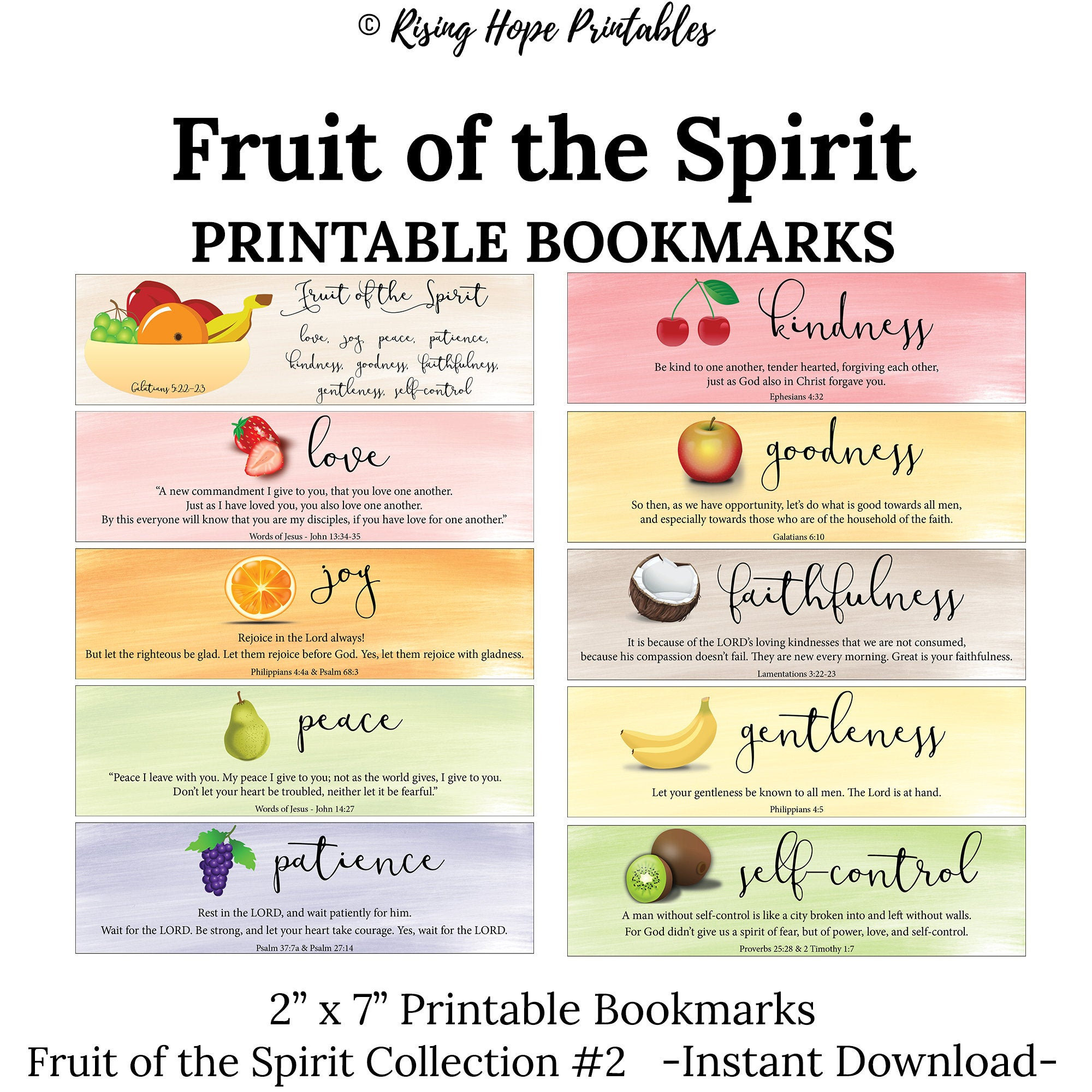 20 Fruit Of The Spirit Printable Bookmarks -Galatians 5:22-23- C2 for Fruit Of The Spirit Printables For Adults