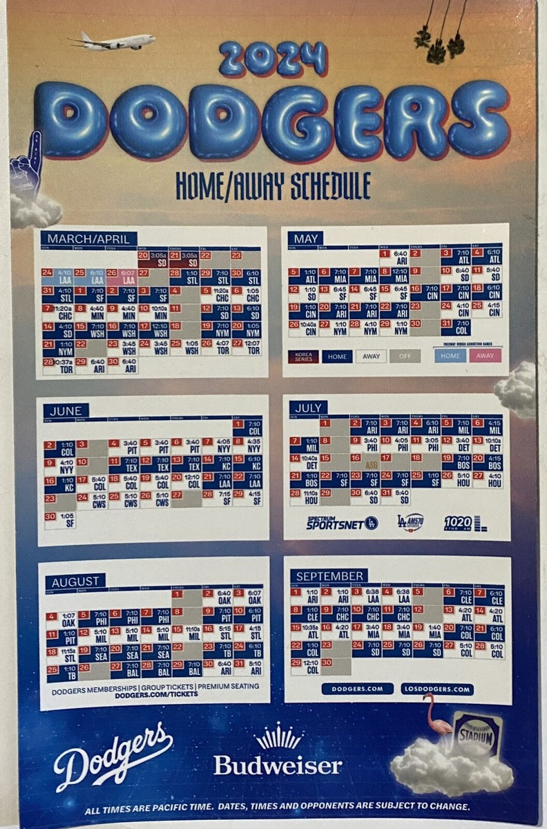 2024 Los Angeles Dodgers Schedule ⚾️ Mlb Baseball Sked World intended for Los Angeles Dodgers Schedule Printable