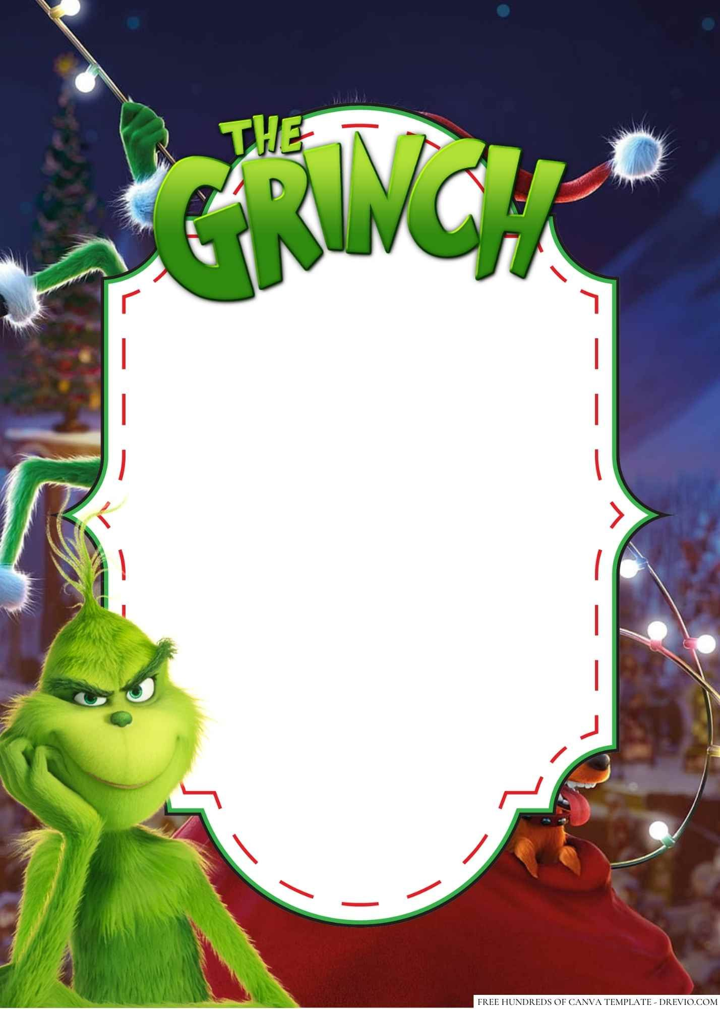 22+ The Grinch Canva Birthday Invitation Templates for Free Printable Grinch Invitation Template