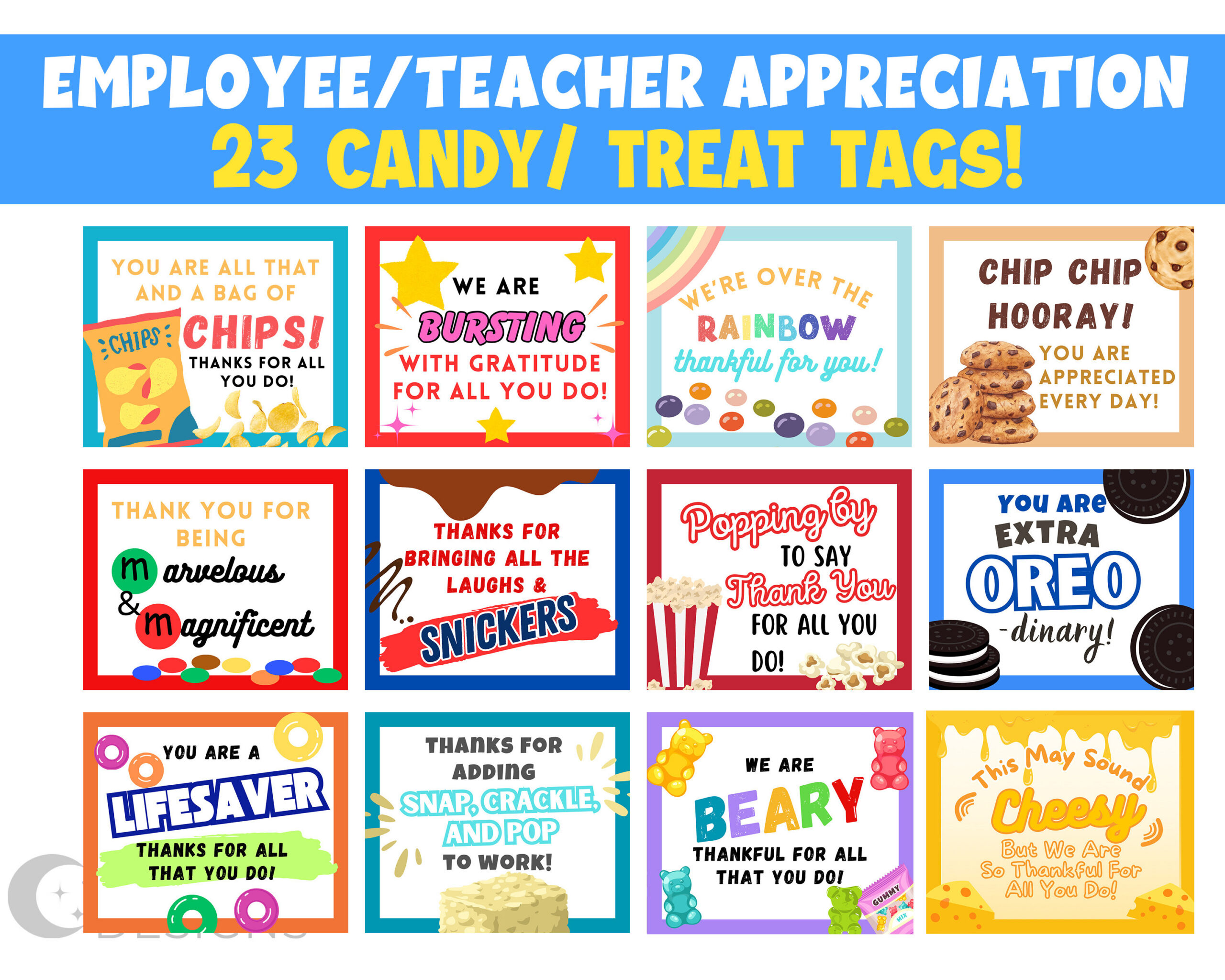 23 Teacher Employee Appreciation Tags | Candy Bar Gift Tag | Treat pertaining to Printable Candy Bar Sayings For Employees