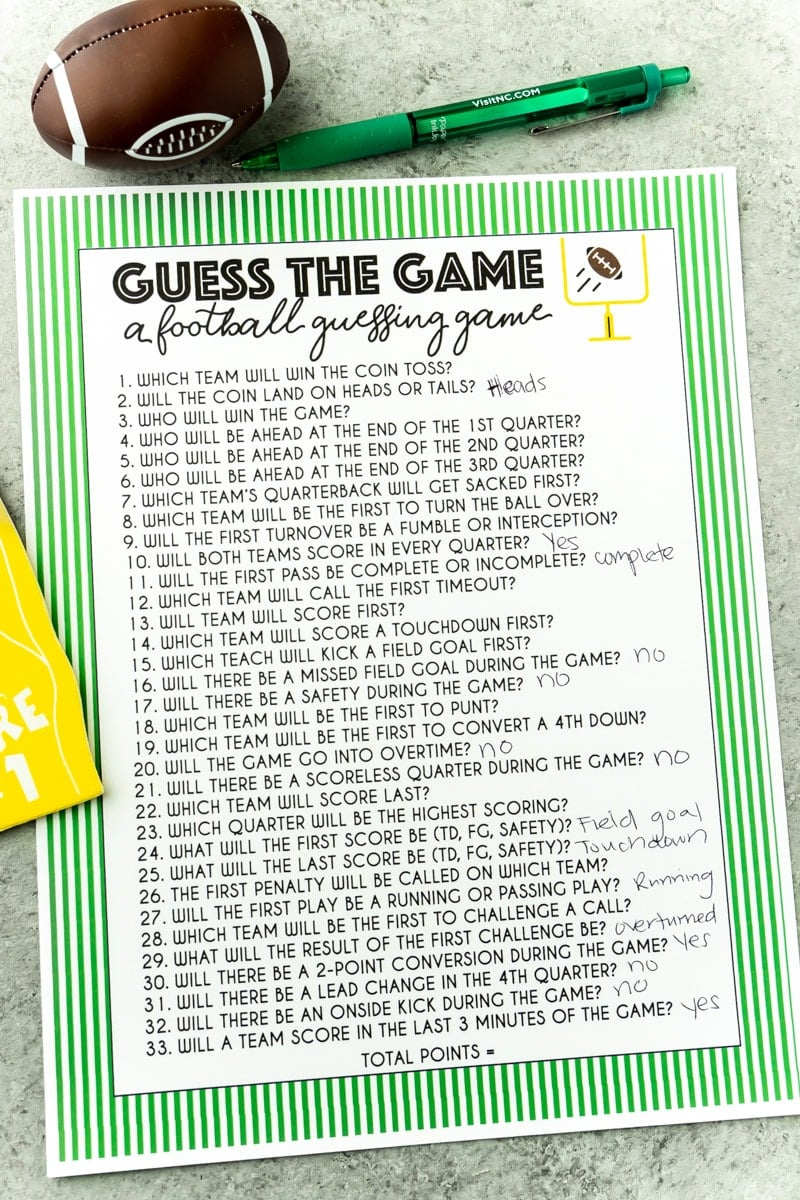 26 Best Super Bowl Party Games For Football Fans inside Super Bowl Party Games Printable