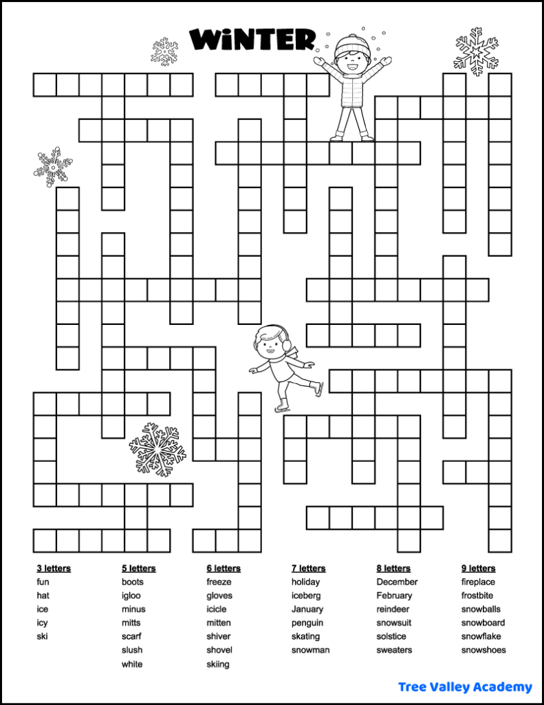 27 Printable Winter Word Puzzles - Tree Valley Academy throughout Printable Word Puzzles For Seniors