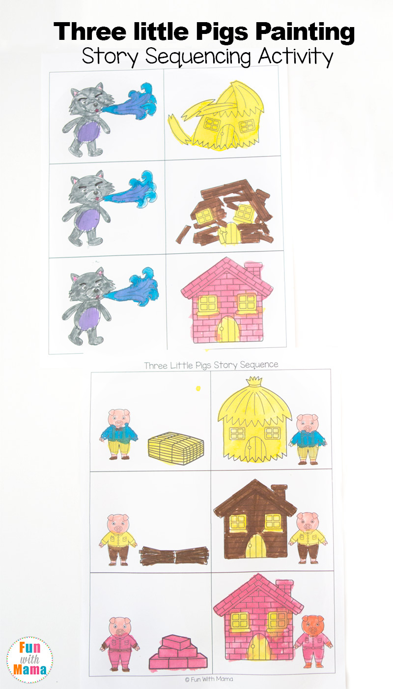 3 Little Pigs Craft Sequencing Coloring Pages - Fun With Mama pertaining to Printable Three Little Pigs Story
