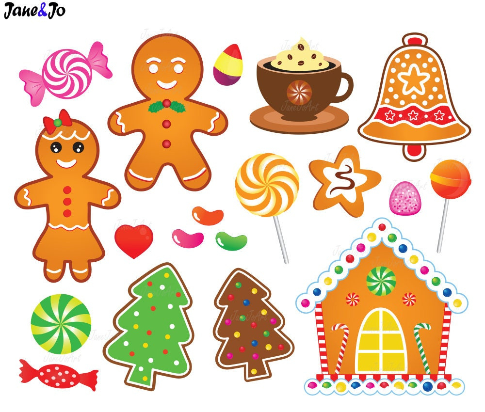 30 Gingerbread Clipart,Gingerbread Cliparts,Christmas Gingerbread for Printable Candy For Gingerbread House