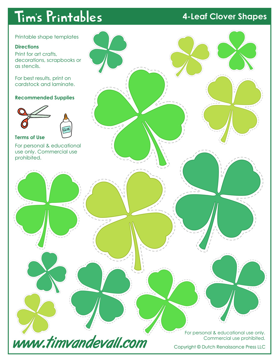 4-Leaf Clover Templates regarding 4 Leaf Clover Free Printable