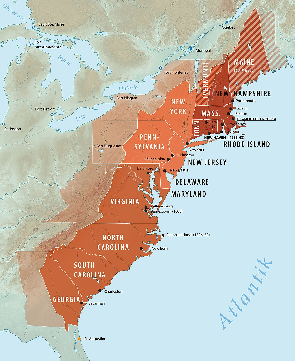 5 Free 13 Colonies Maps For Kids - The Clever Teacher intended for Printable Map Of The Thirteen Colonies