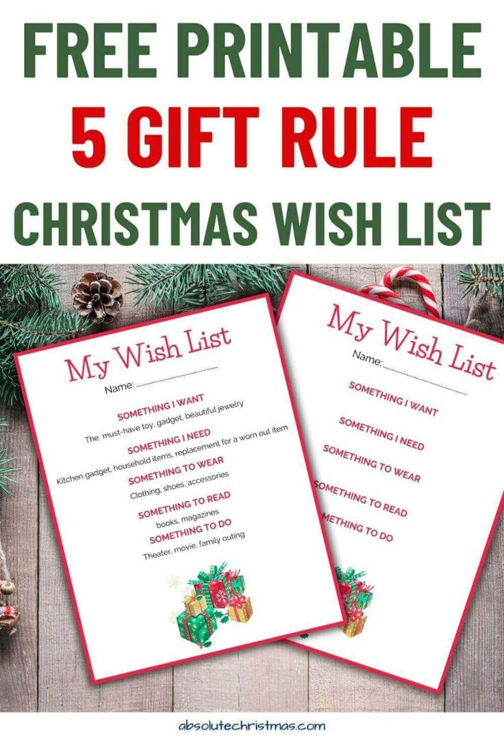 5 Gift Rule For Christmas Free Printable Wish List in 5 Gift Rule Christmas Printable Free