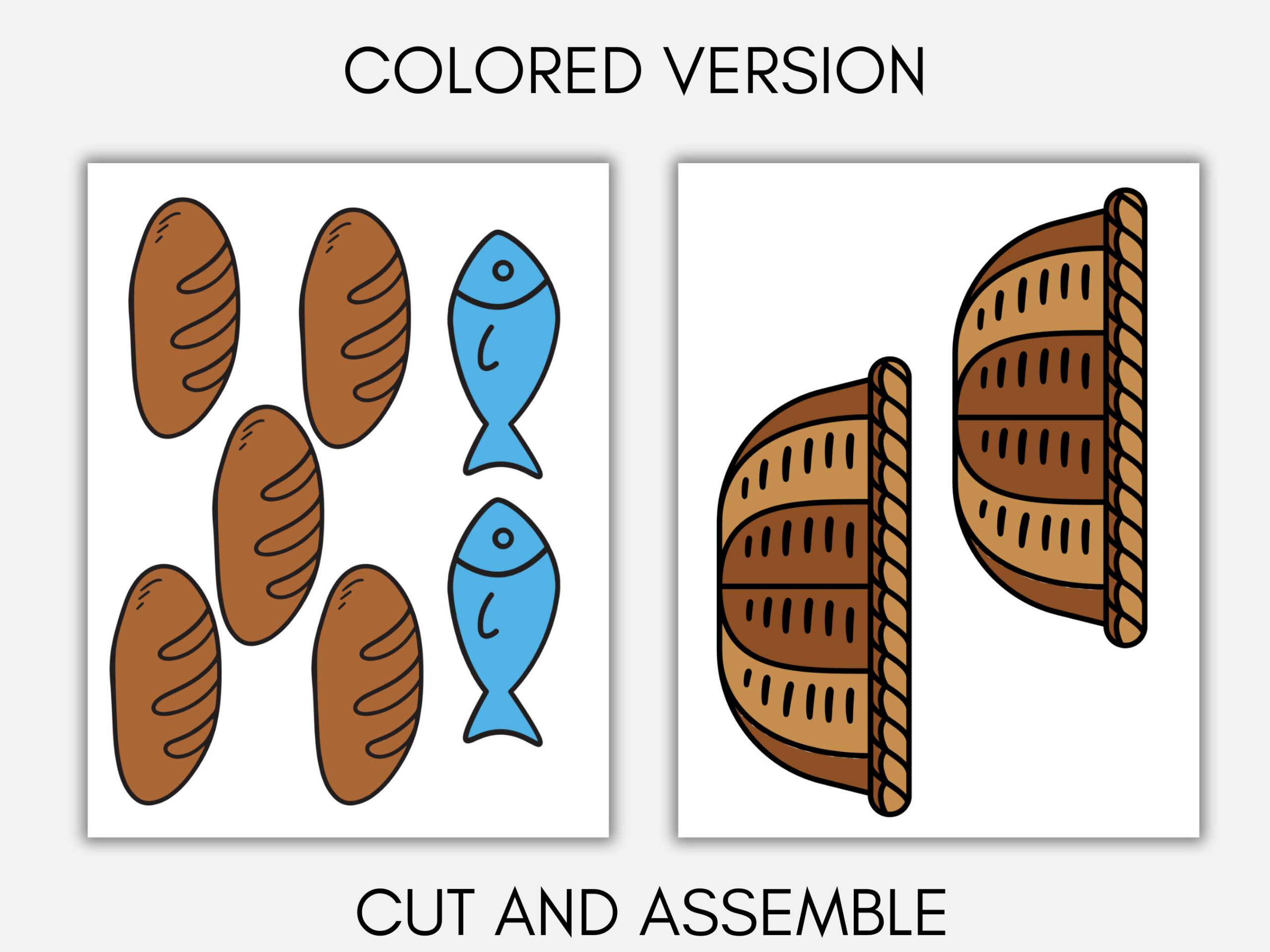 5 Loaves & 2 Fish Craft, Jesus Feeds The 5000, Bible Craft For with 5 Loaves And 2 Fish Printable