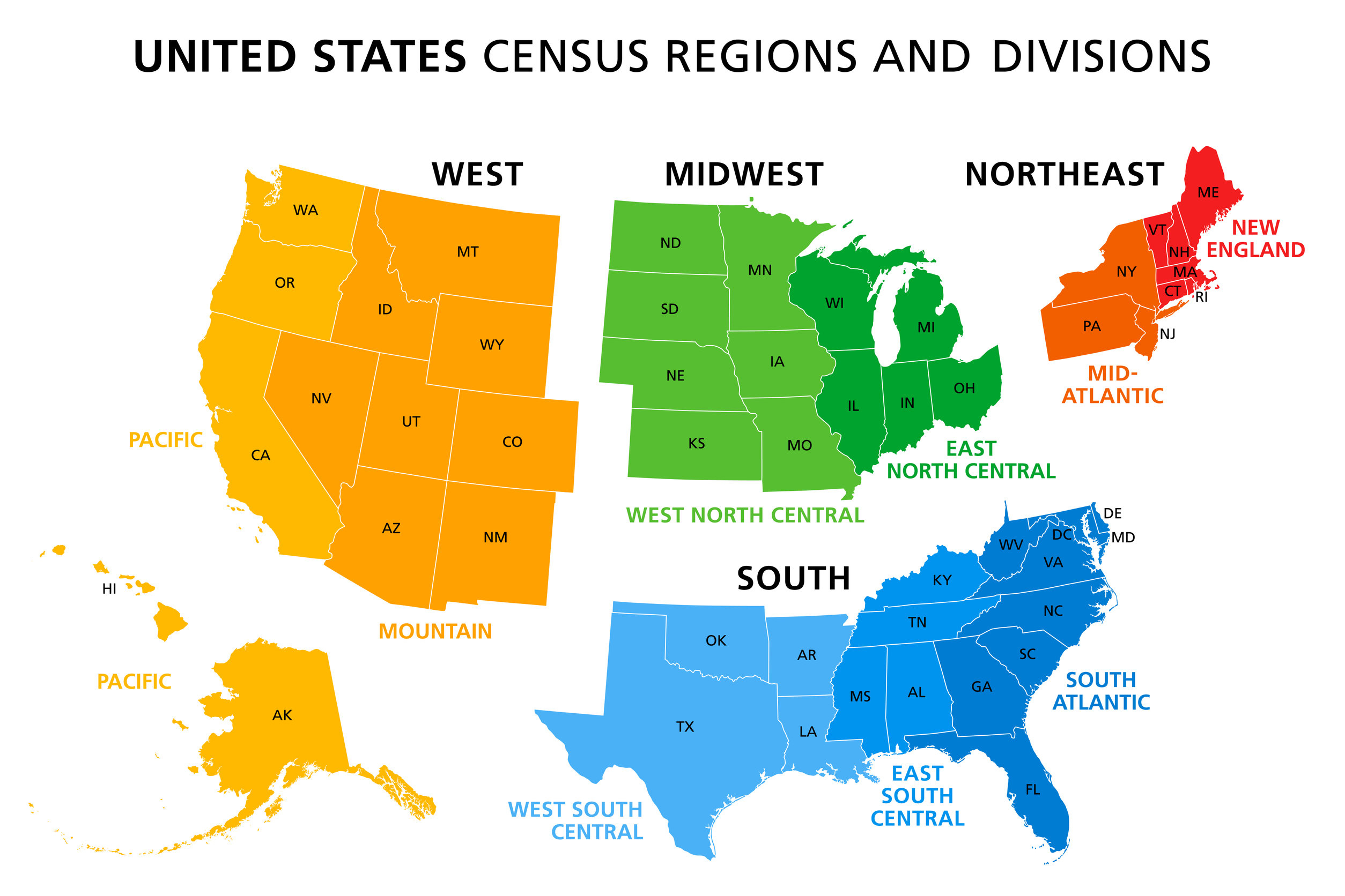 5 Us Regions Map And Facts | Mappr in Printable Us Map with Regions