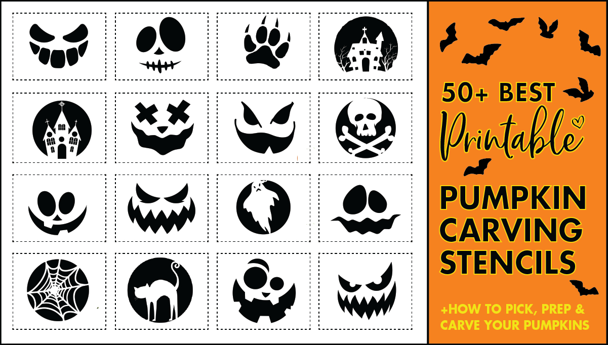 50 Easy Pumpkin Carving Stencils + The Ultimate Guide To Pumpkin with Pumpkin Carving Templates Printable Free