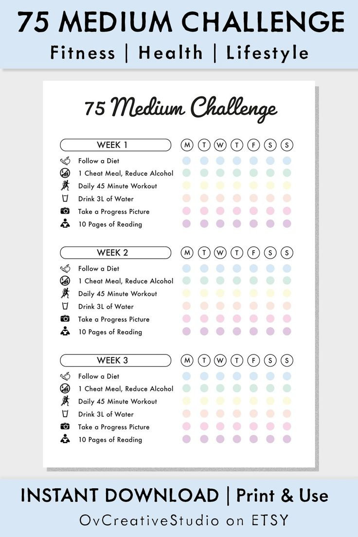 75 Medium Challenge Pdf, 75 Medium Rules, Meal, Workout, Bullet intended for 75 Medium Challenge Free Printable