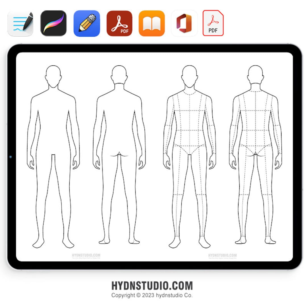 A4 Printable Male Croquis Fashion Design Body Template - Etsy Uk for Printable Blank Fashion Design Templates