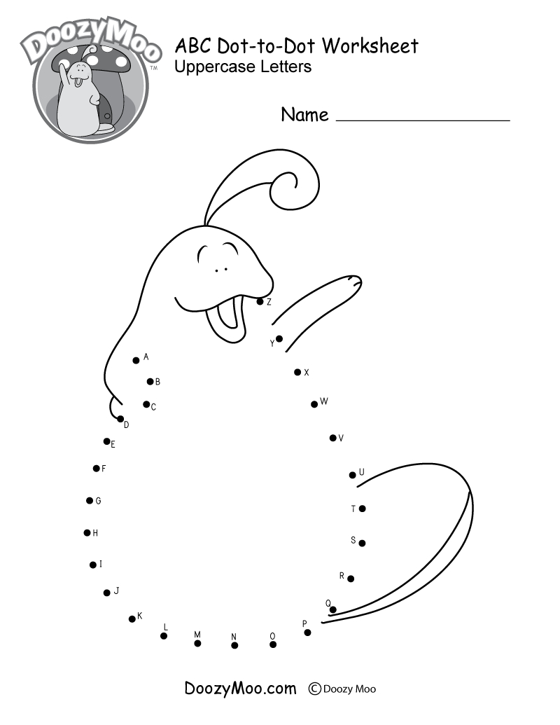 Abc Dot-To-Dot Worksheet (Free Printable) - Doozy Moo with regard to Alphabet Connect The Dots Printable