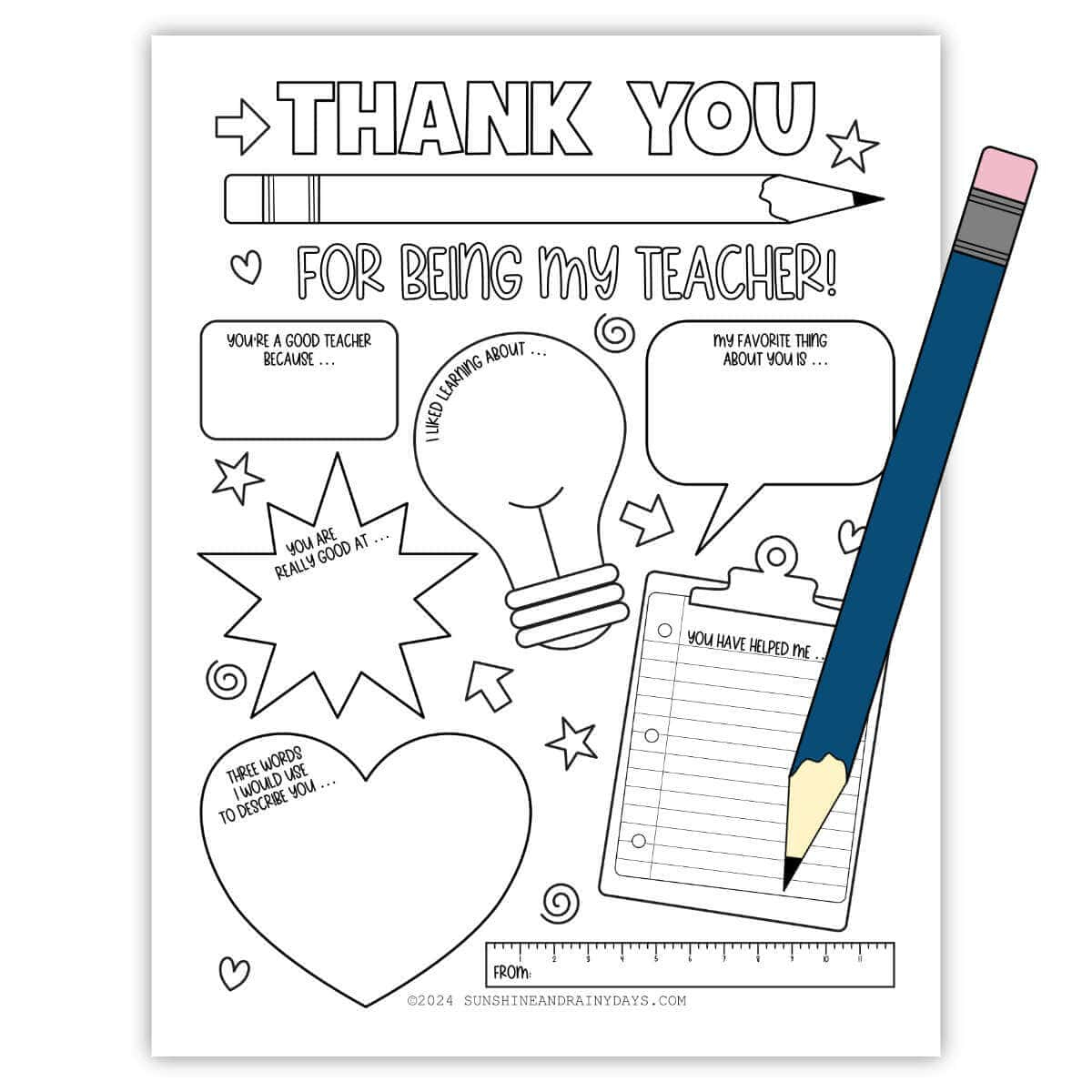 All About My Teacher Coloring Page Printable - Sunshine And Rainy Days intended for All About My Teacher Free Printable