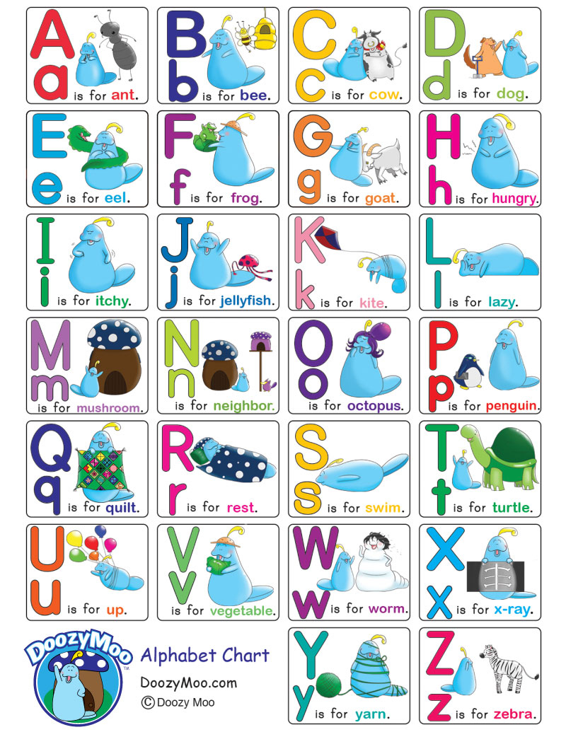 Alphabet Chart With Pictures (Free Printable) - Doozy Moo inside Printable Pictures of the Alphabet