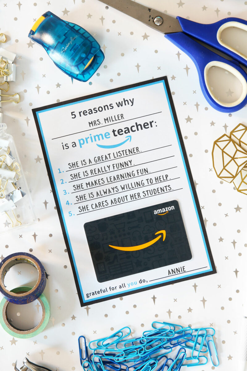 Amazon Teacher Gifts (With Free Printable Gift Card Holder!) with regard to Amazon Teacher Gift Card Printable Free