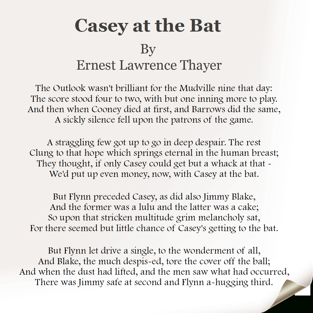 April: Opening Day | Fcit - Worksheets Library with regard to Casey At The Bat Poem Printable