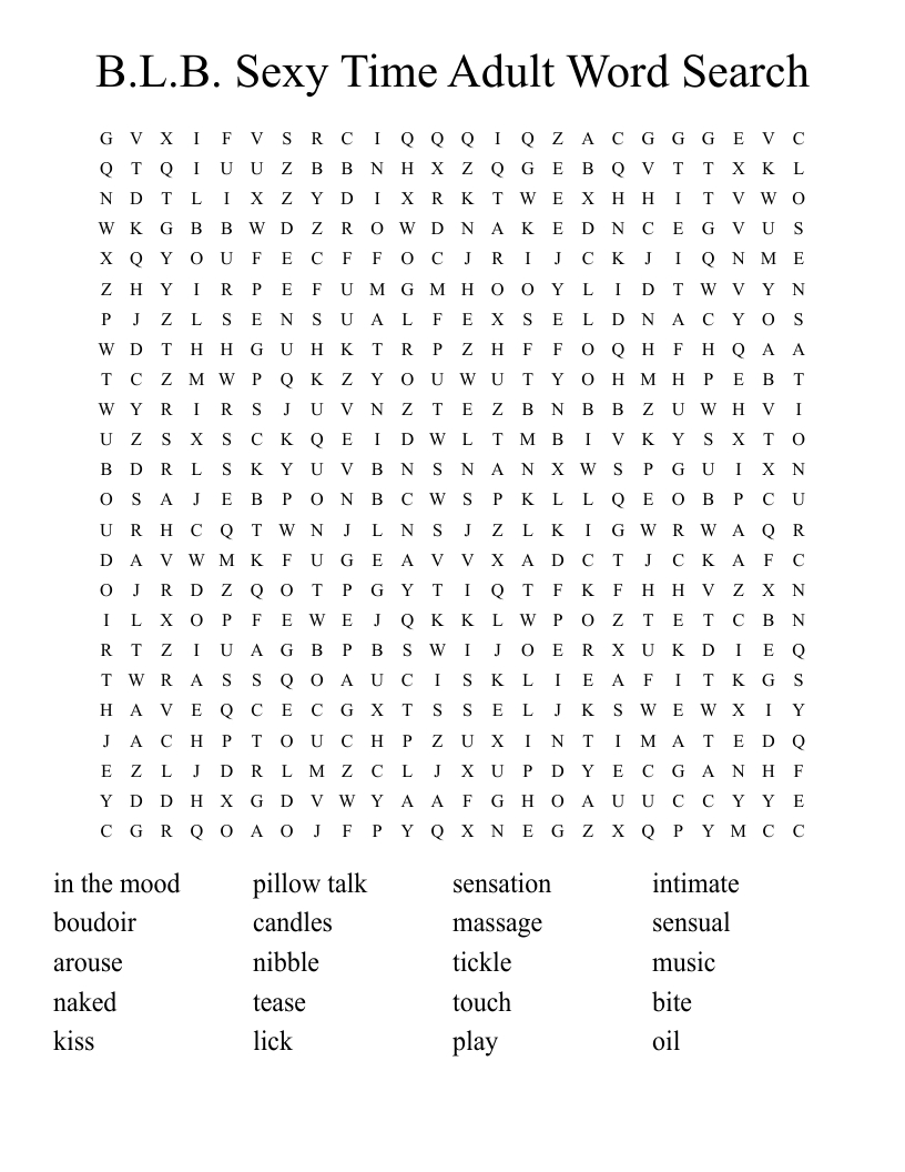 B.l.b. Sexy Time Adult Word Search - Wordmint with Word Searches For Adults Printable