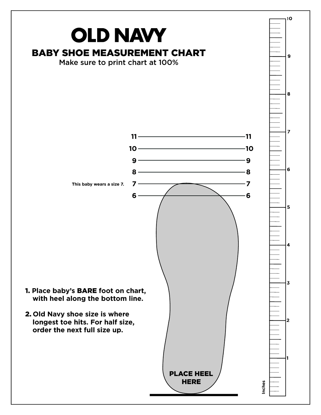 Baby Feet Infant Shoe Measurement Chart Printable Infant Shoe Size regarding Printable Infant Shoe Size Chart