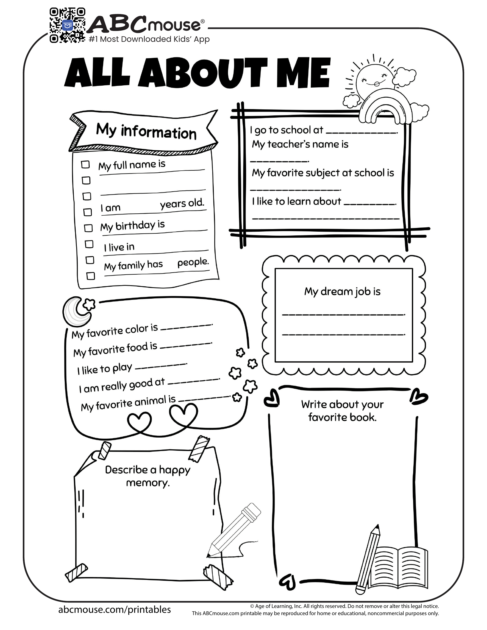 Back To School Worksheets For Kids | Abcmouse throughout Back To School Free Printables