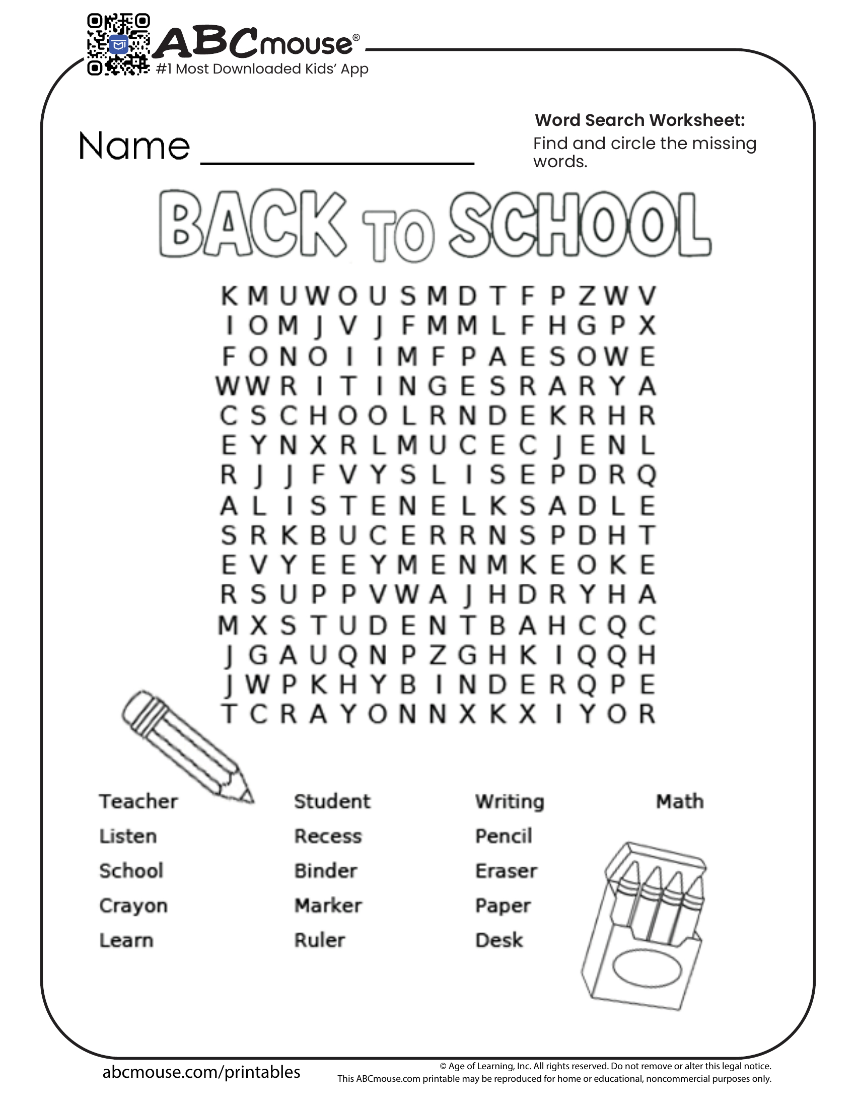 Back To School Worksheets For Kids | Abcmouse with regard to Back To School Free Printables