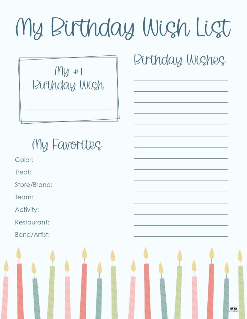 Birthday Wish List Templates - 12 Free Lists | Printabulls regarding Birthday Wish List Template Printable