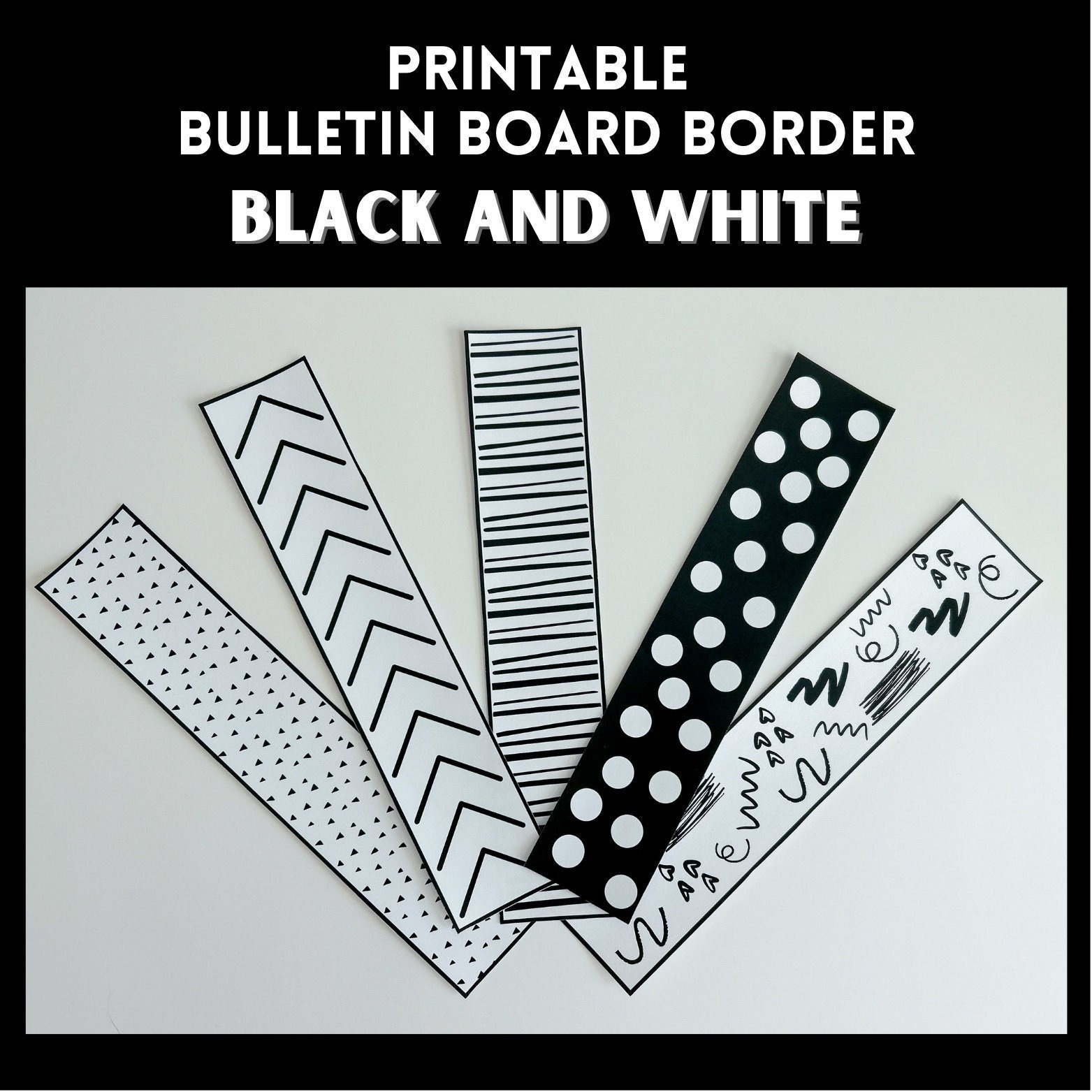 Black And White Doodle Bulletin Board Border, Printable, Easy pertaining to Printable Border Design For Bulletin Board Black And White