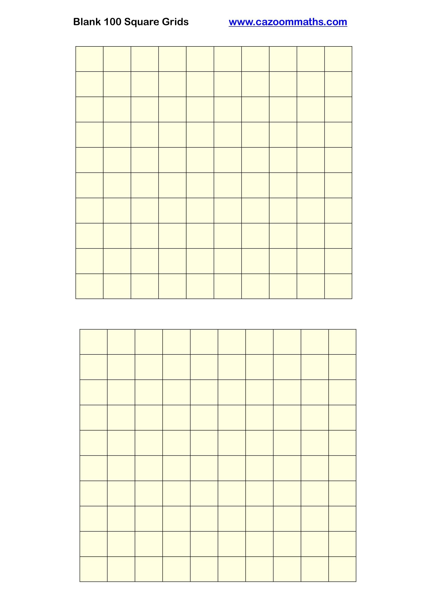 Blank 100 Square Grid | Free Teaching Resources with Free Printable 100 Square Grid