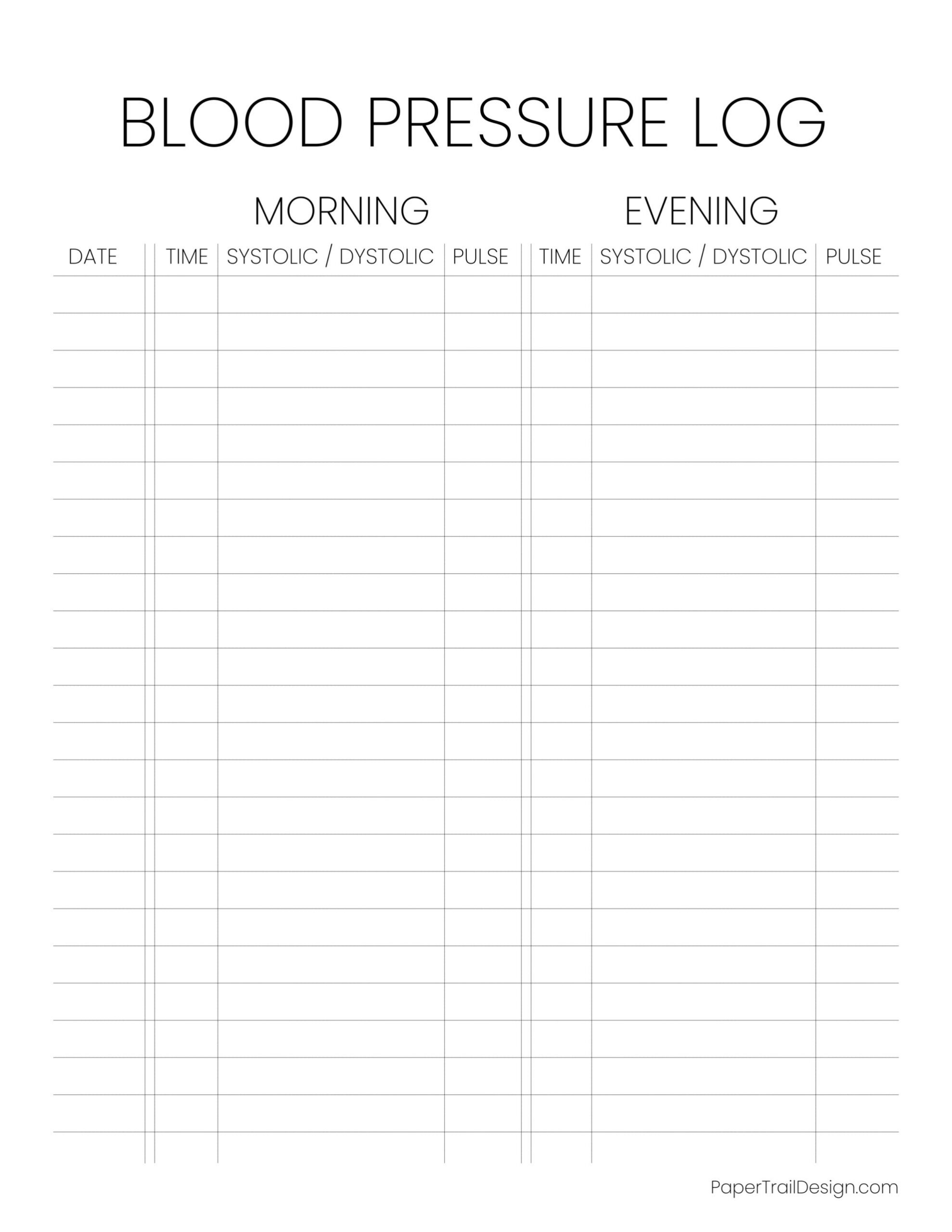 Blood Pressure Log Sheet - Paper Trail Design regarding Blood Pressure Tracker Printable Tracker