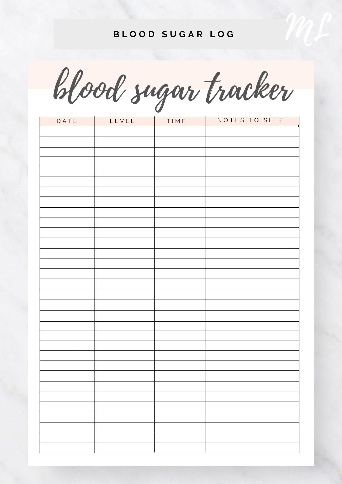 Blood Sugar Log Printable - Blood Sugar Reading Tracker in Free Printable Blood Glucose Log Sheet