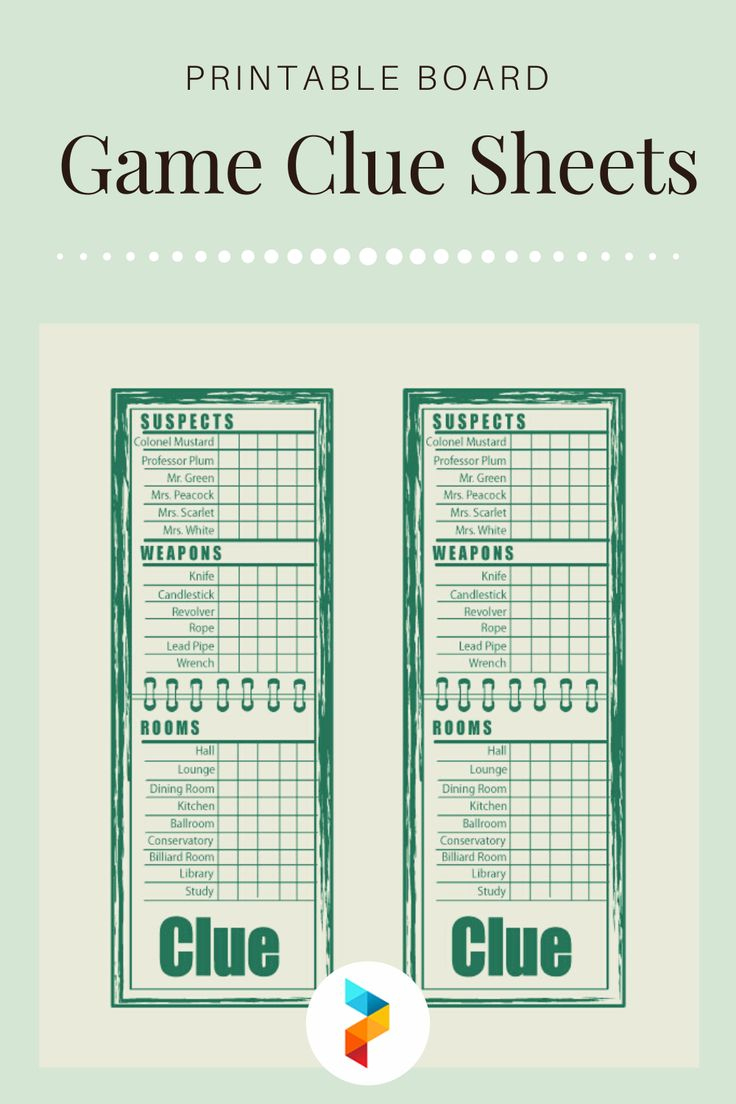 Board Game Clue Sheets - 10 Free Pdf Printables | Printablee in Printable Clue Sheets Free