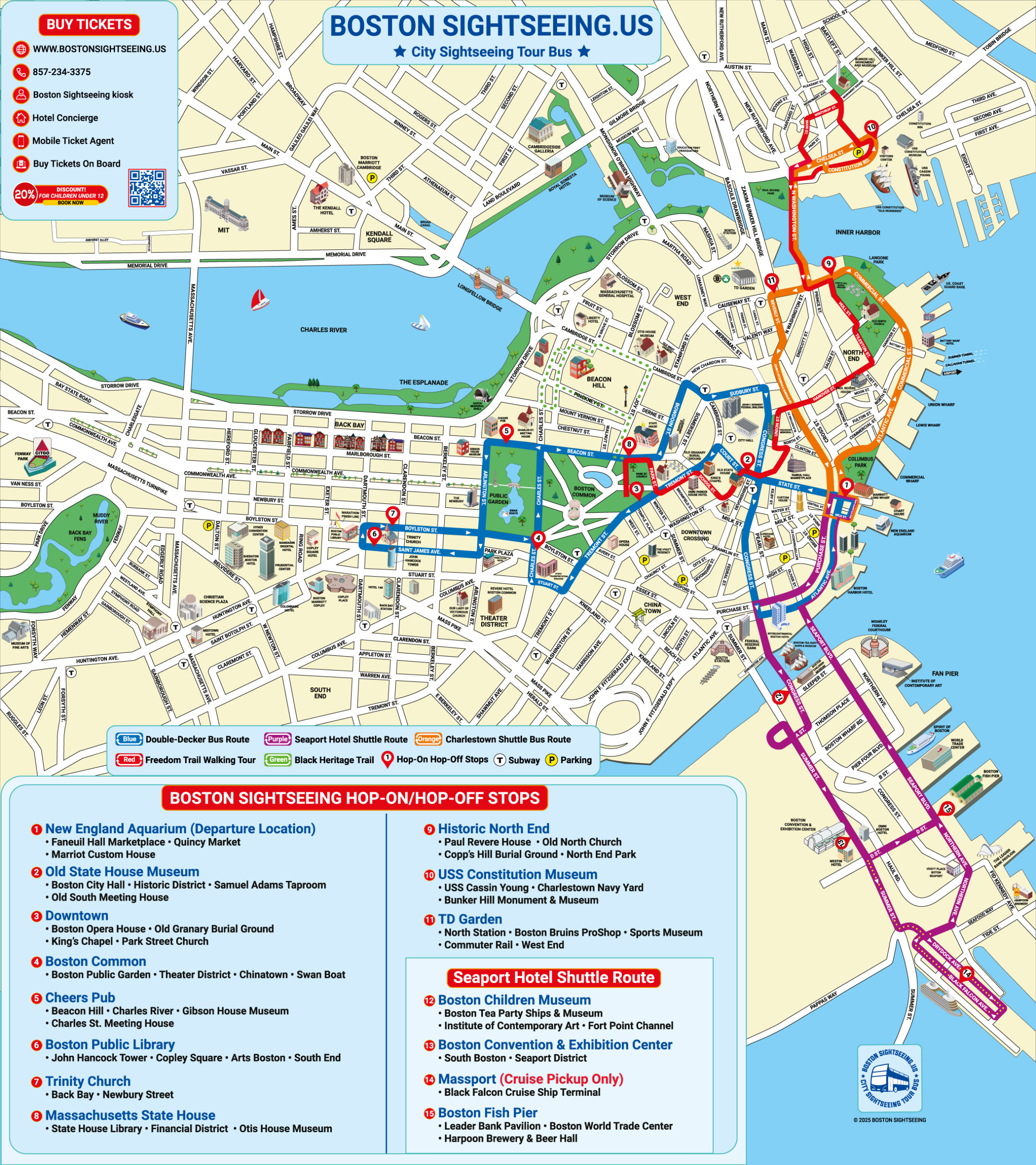 Boston Hop On Hop Off Tour Map | Boston Sightseeing intended for Printable Map of Boston Ma