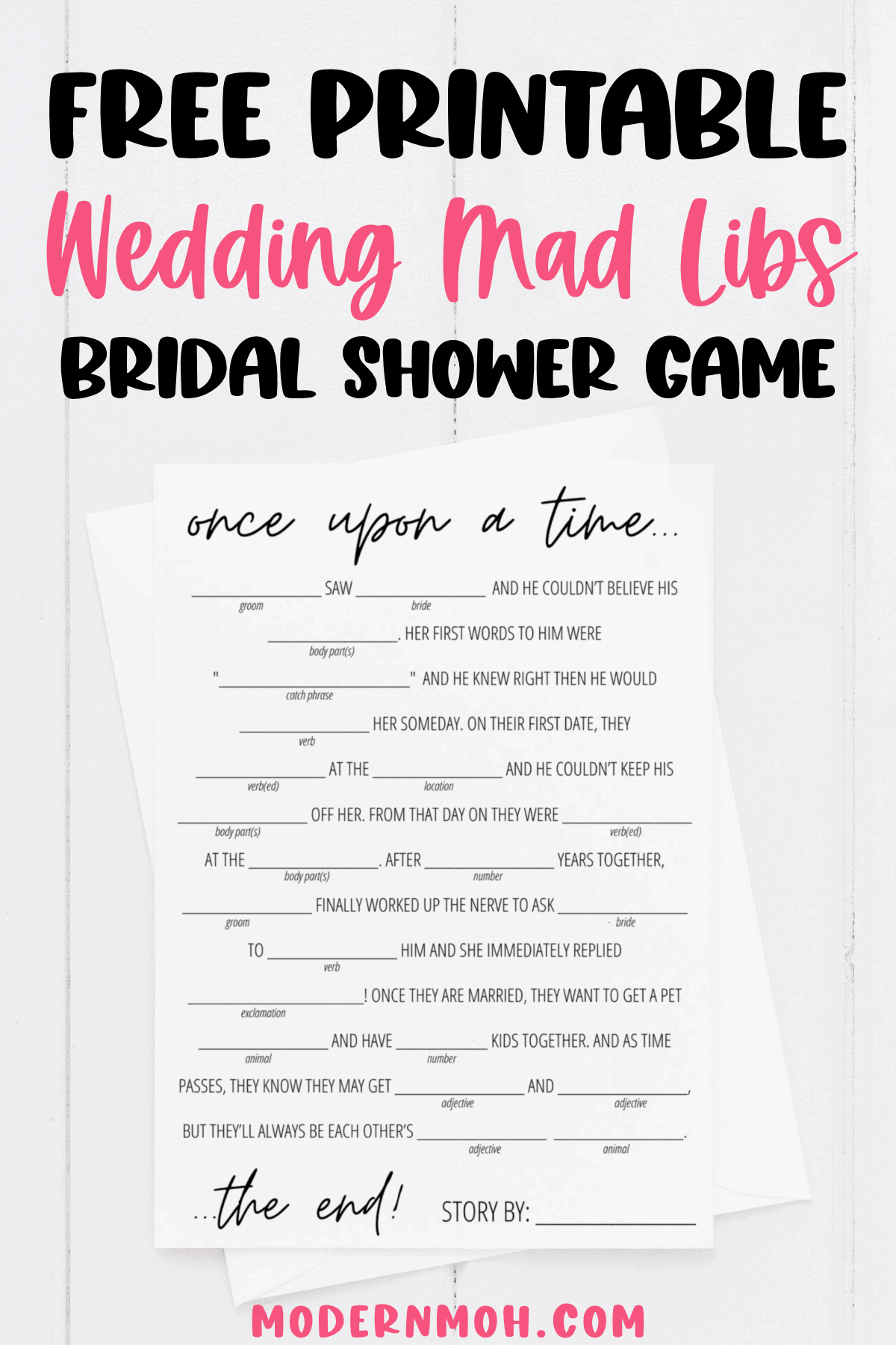 Bridal Shower Mad Libs Free Printable | Modern Moh pertaining to Wedding Mad Libs Free Printable
