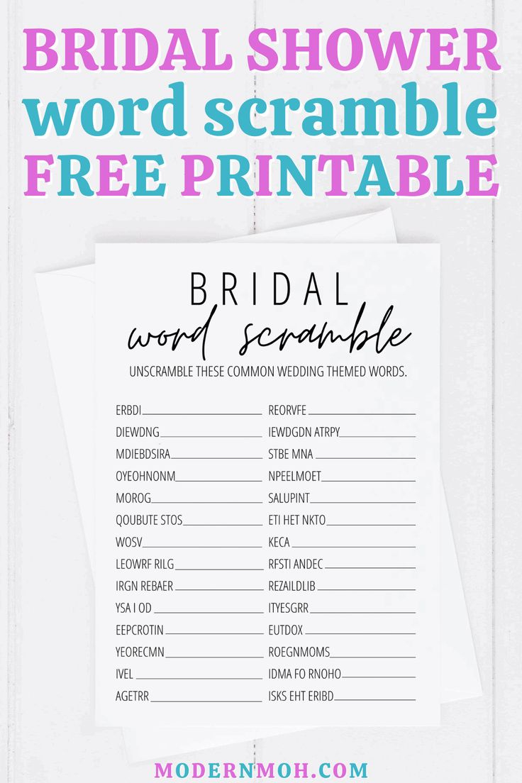 Bridal Shower Word Scramble Free Printable within Bridal Shower Word Scramble Free Printable