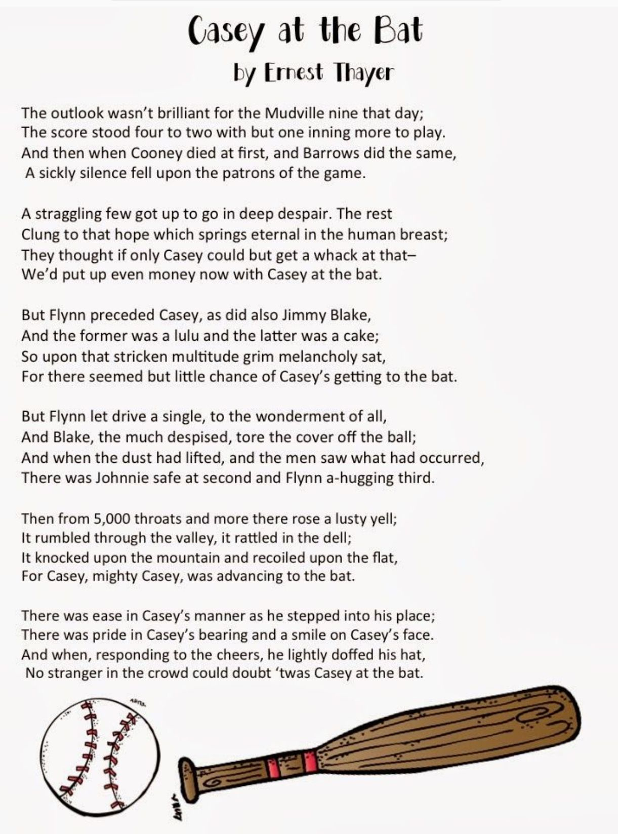 Casey At The Bat Poem - Worksheets Library with Casey At the Bat Poem Printable
