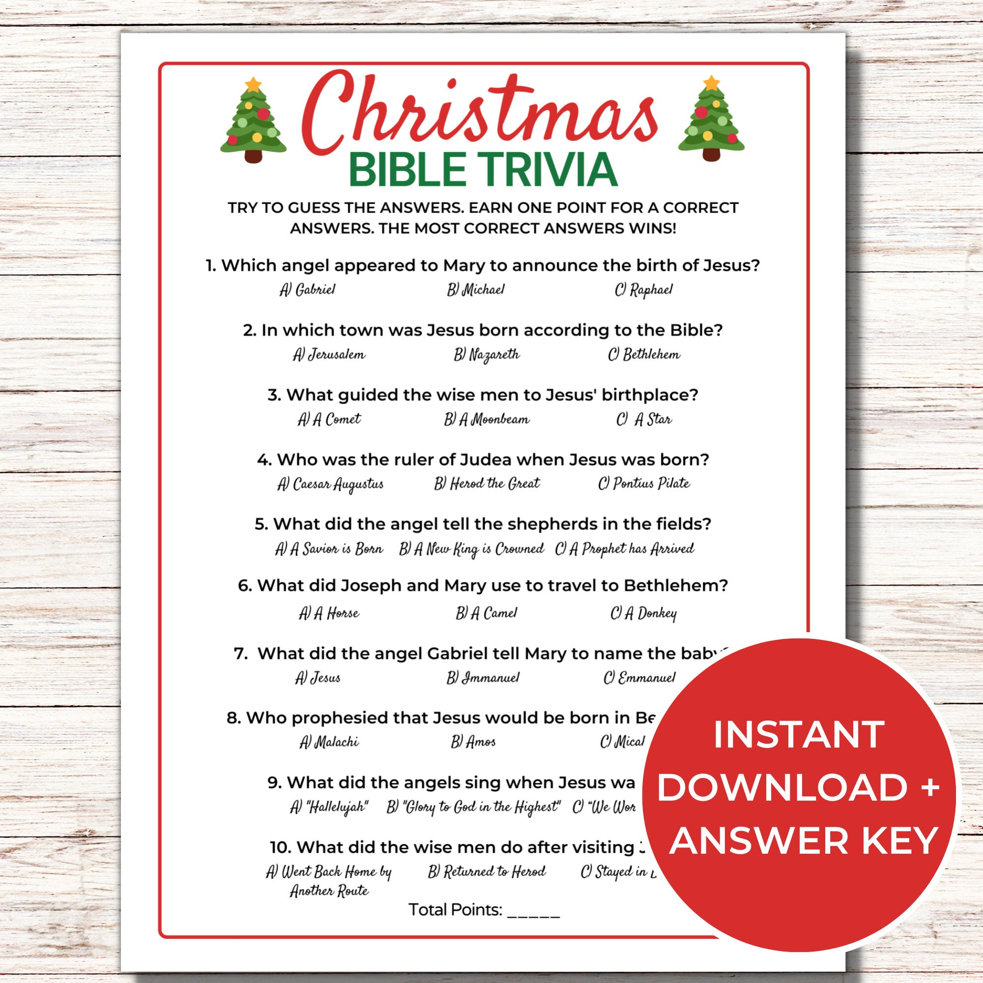 Christmas Bible Trivia Game, Printable Christmas Games, Fun with Christmas Bible Trivia Questions And Answers Printable