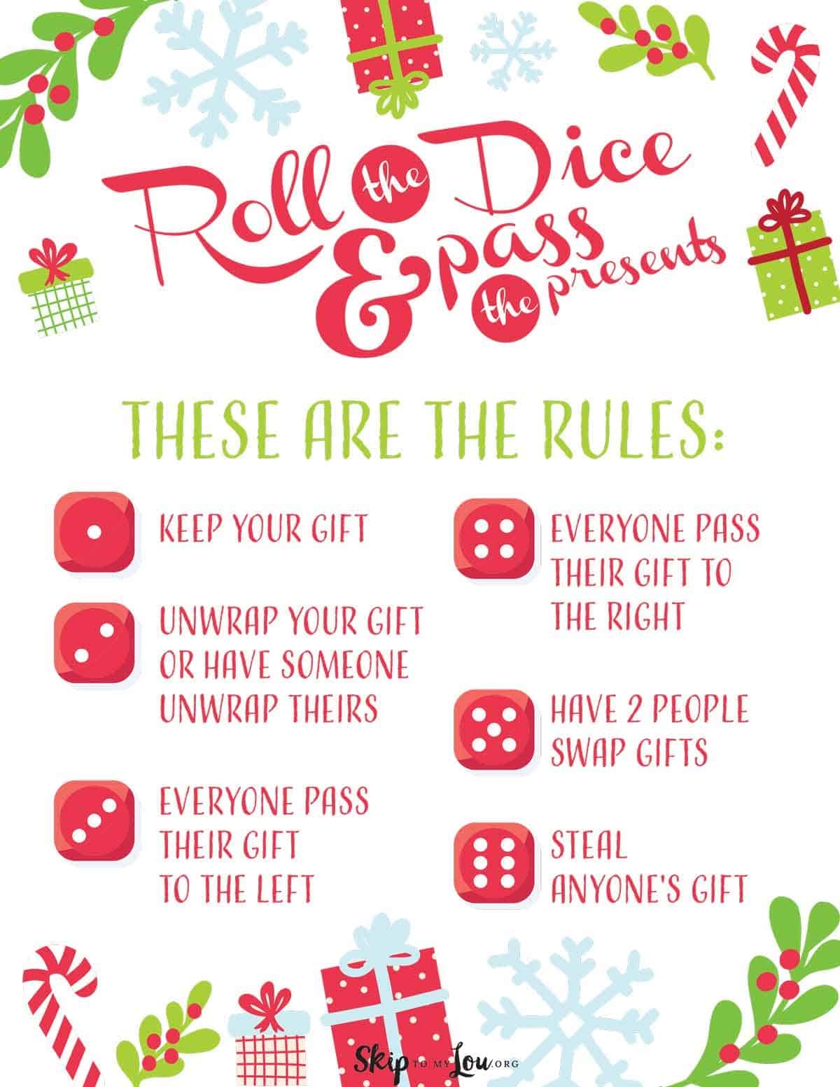 Christmas Dice Game For A Fun Gift Exchange | Skip To My Lou regarding White Elephant Dice Game Free Printable
