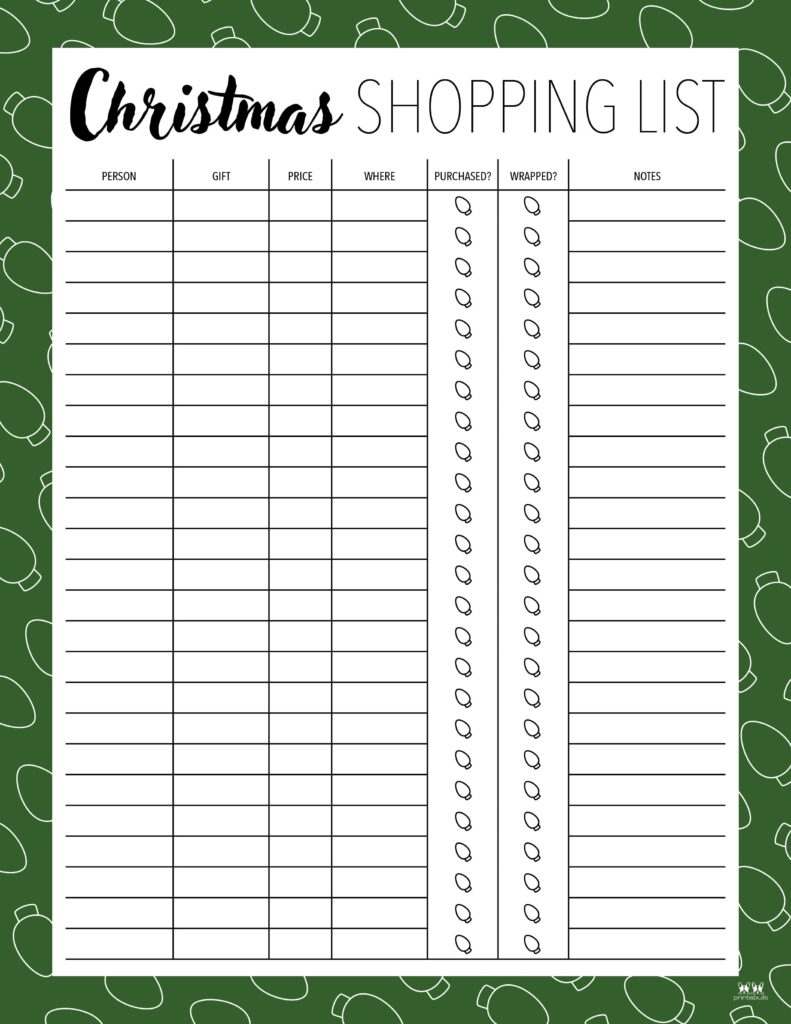 Christmas Gift List Templates - 20 Free Pages | Printabulls inside Free Printable Christmas Gift List Template