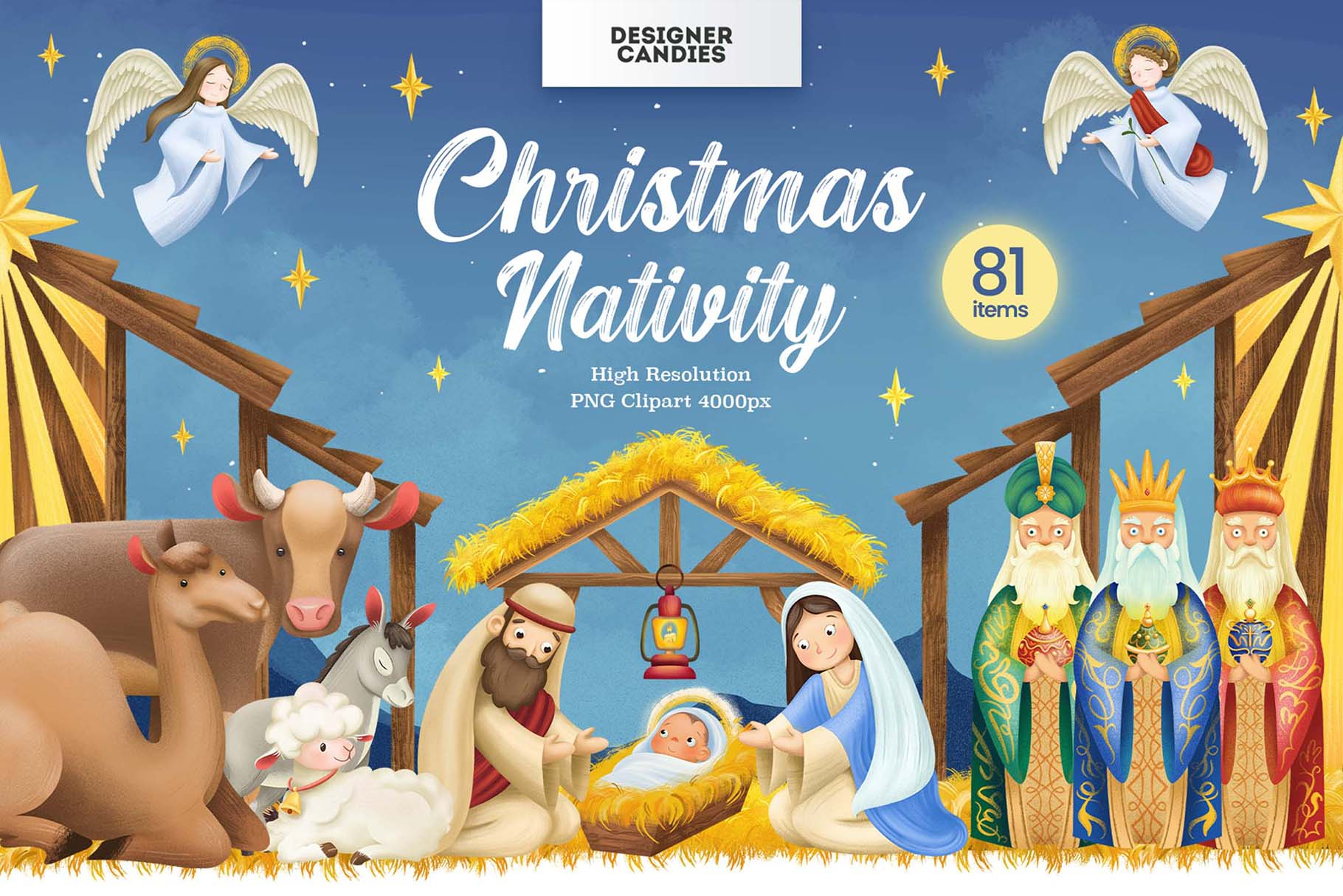 Christmas Nativity Clipart Illustrations - Designercandies with Free Printable Religious Christmas Clipart
