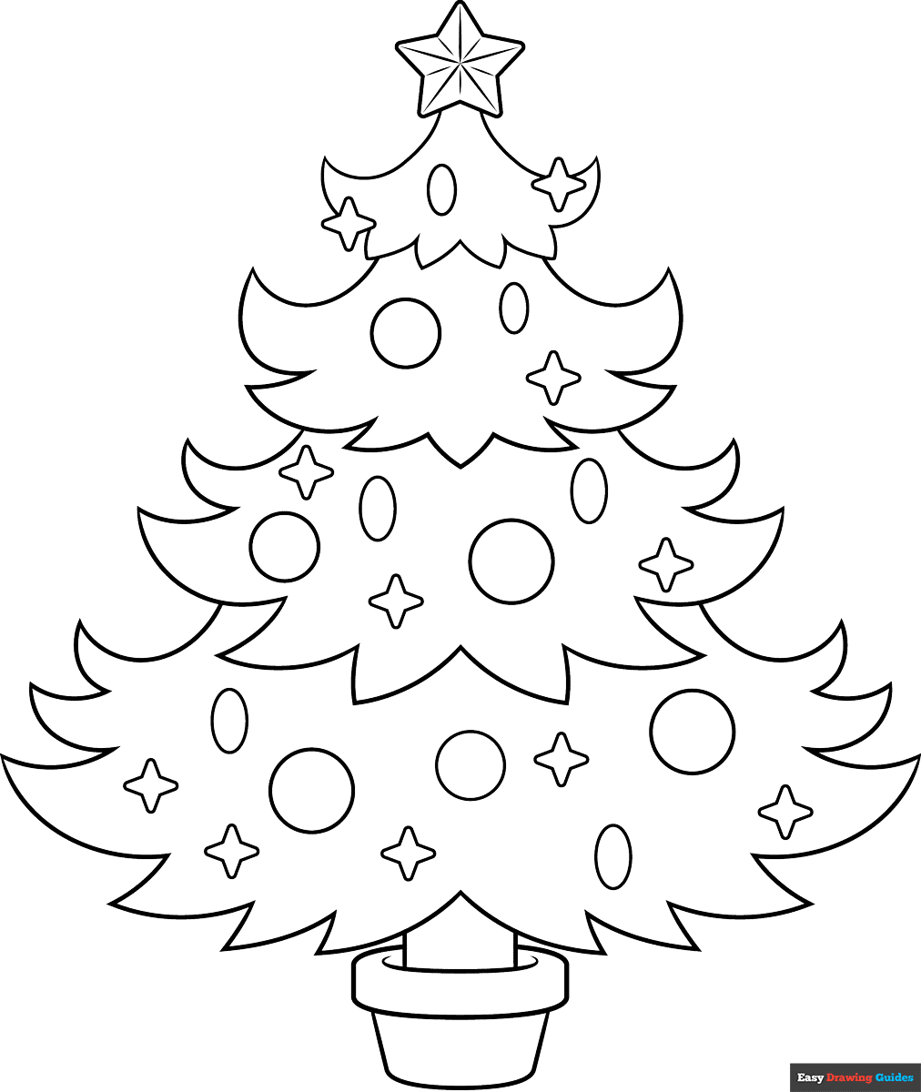 Christmas Tree Outline Coloring Page | Easy Drawing Guides with regard to Outline Of Christmas Tree Printable